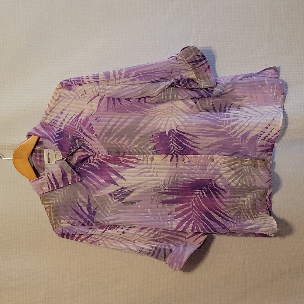 BonWorth Petite Sheer Button Down Blouse